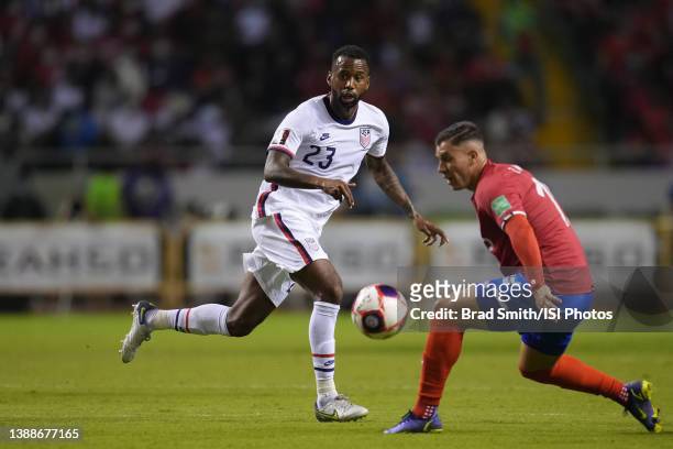 Kellyn Acosta of the United States during a FIFA World Cup qualifier game between Costa Rica and USMNT at Estadio Nacional de Costa Rica on March 30,...