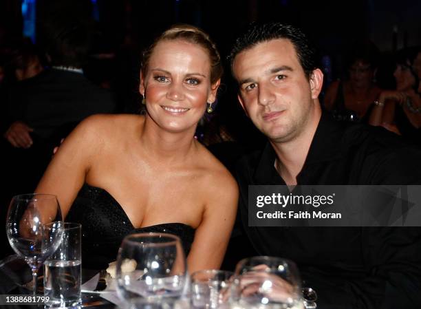 Jelana Dokic and Tin Bikic are seen at the Newcombe Medal Awards on December 5 2011, in Melbourne, Australia.