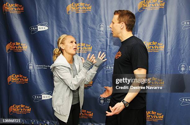 Actress Kristin Chenoweth and Co-Founder Cycle for Survival, Dave Linn talk at the 2012 Cycle For Survival - Day 2 at Equinox Graybar on February 12,...