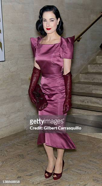 Dita Von Teese is seen around the Lincoln Center during Fall 2012 Mercedes-Benz Fashion Week on February 12, 2012 in New York City.