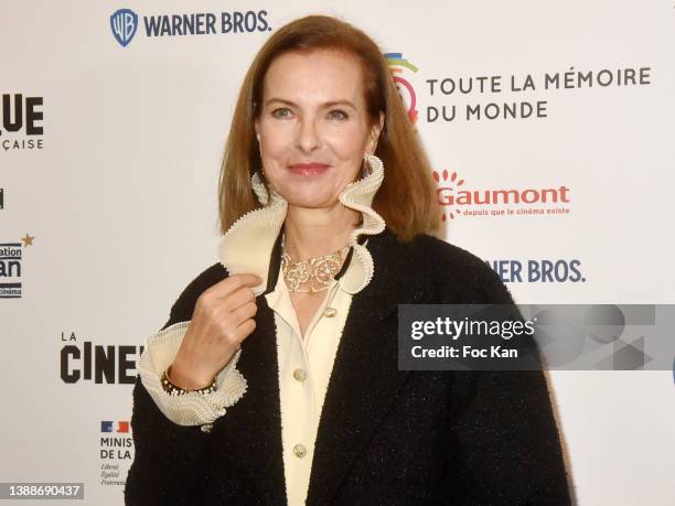 Carole Bouquet attends the "Toute La Memoire Du Monde" photocall at La Cinematheque on March 30, 2022 in Paris, France.