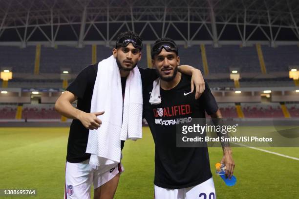 Ricardo Pepi and Jesus Ferreira of the United States after a FIFA World Cup qualifier game between Costa Rica and USMNT at Estadio Nacional de Costa...