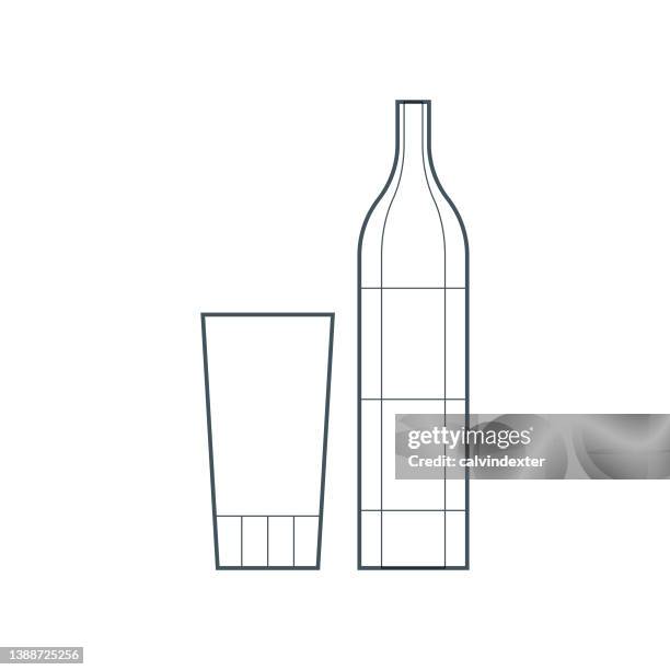 bottle and drinking glass - champagne flute transparent background stock illustrations