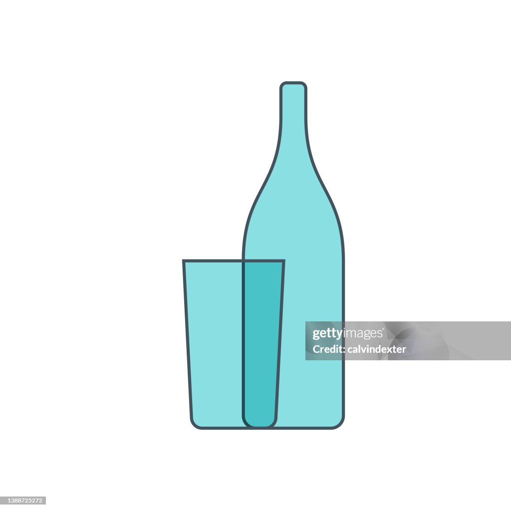 Bottle and drinking glass