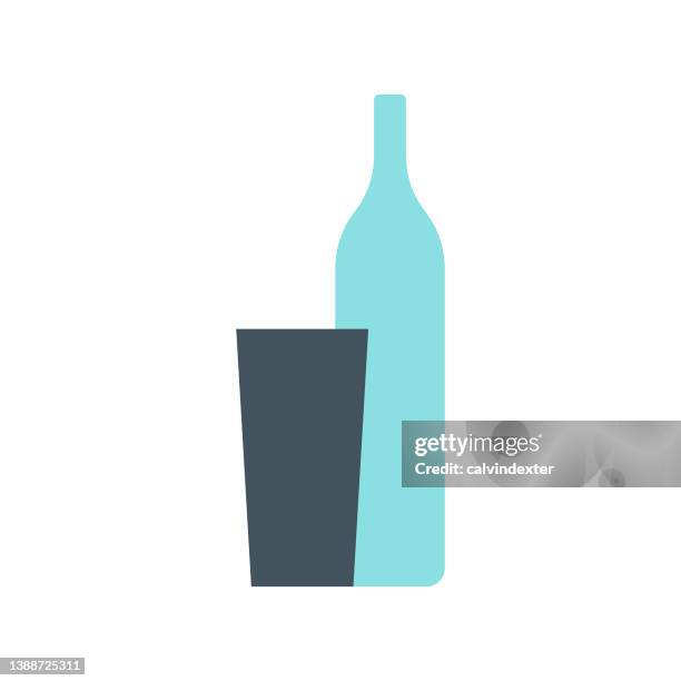 bottle and drinking glass - champagne flute transparent background stock illustrations