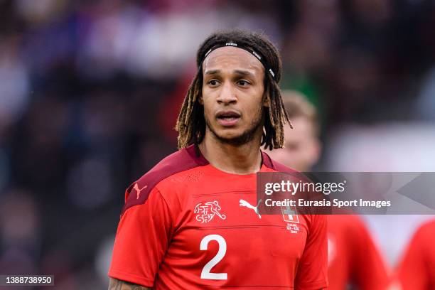 Kevin Mbabu of Switzerland walks in the field during the international friendly match between Switzerland and Kosovo at Stadion Letzigrund on March...