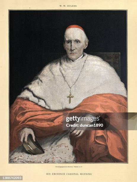 stockillustraties, clipart, cartoons en iconen met his eminence cardinal manning, archbishop of westminster, by walter william ouless 19th century - geestelijken