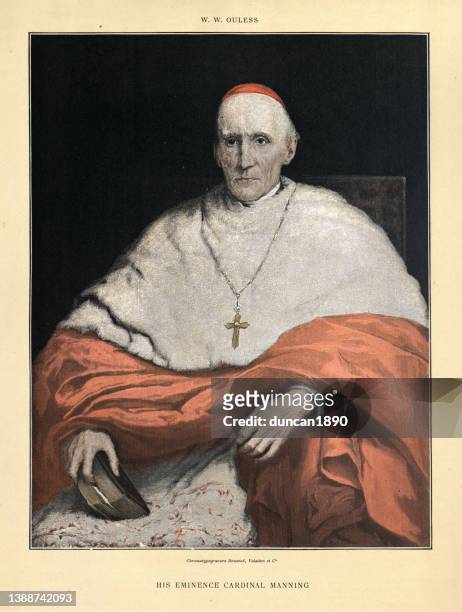 his eminence cardinal manning, archbishop of westminster, by walter william ouless 19th century - bishop clergy stock illustrations
