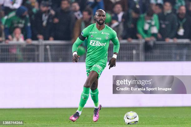 Eliaquim Mangala of Saint-Etienne in action during the Ligue 1 Uber Eats match between AS Saint-Etienne and ESTAC Troyes at Stade Geoffroy-Guichard...