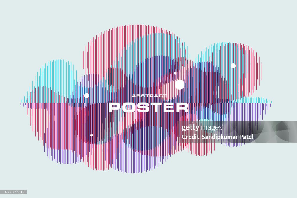 Vivid illustration with elements of glitch. Colored stripes on dark background