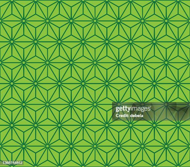 grünes asanoha geometrisches muster. dekorative japanische hanfblätter hintergrund. - hemp stock-grafiken, -clipart, -cartoons und -symbole