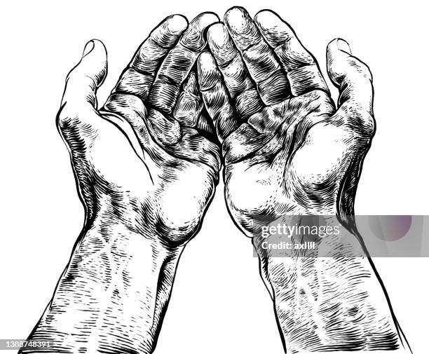 ilustraciones, imágenes clip art, dibujos animados e iconos de stock de dos manos atrapan algo - palma de la mano