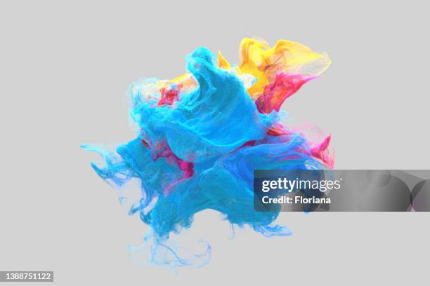 particles cloud - colorful powder explosion stockfoto's en -beelden