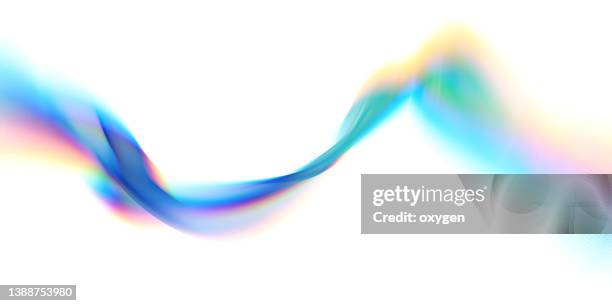 abstract wave swirl colorful magical blured transparent ribbon lines on white background. energy streams - ligero fotografías e imágenes de stock