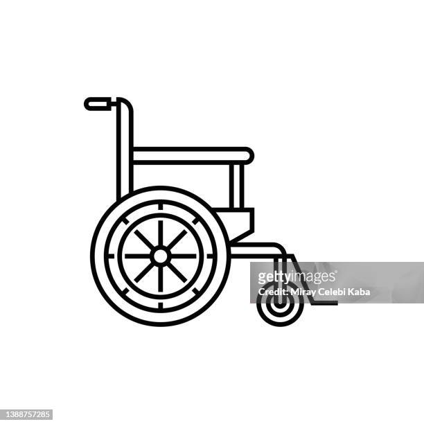 ilustrações de stock, clip art, desenhos animados e ícones de wheelchair line icon - acesso para cadeiras de rodas