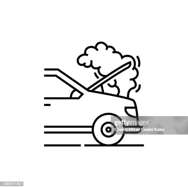 car accident line icon - damaged car stock illustrations