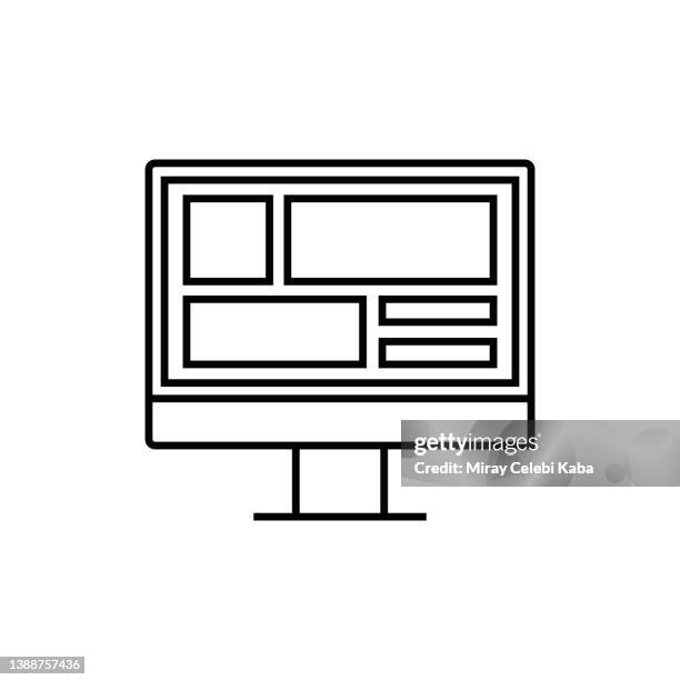 web design line icon - website wireframes stock illustrations