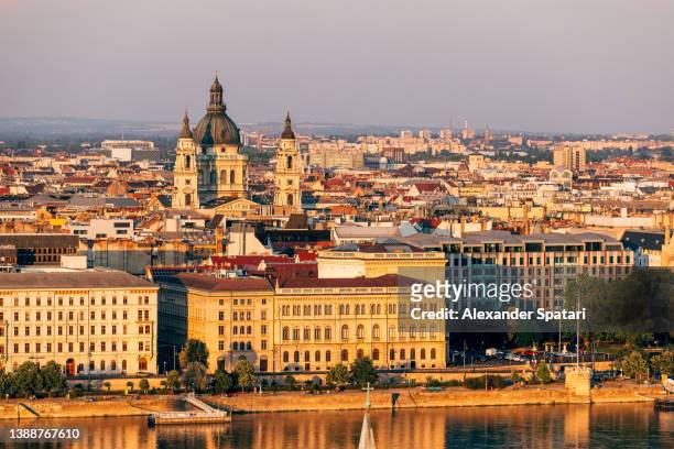budapest cityscape at sunset, hungary - budapest skyline stock pictures, royalty-free photos & images