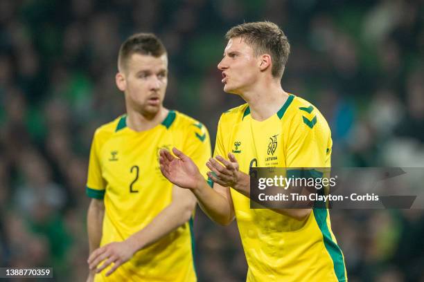 March 29: Benas Satkus of Lithuania and Linas Klimavicius of Lithuania during during the Republic of Ireland V Lithuania International friendly match...