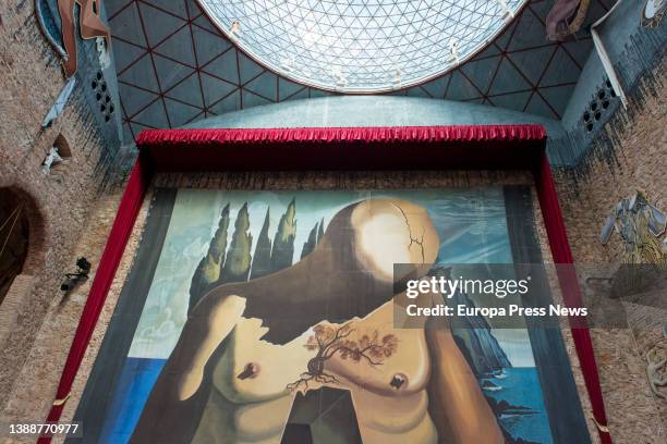 View of the backdrop with a bust made from the oil painting Dali created for the ballet Labyrinth, at the Dali Foundation, on 31 March, 2022 in...