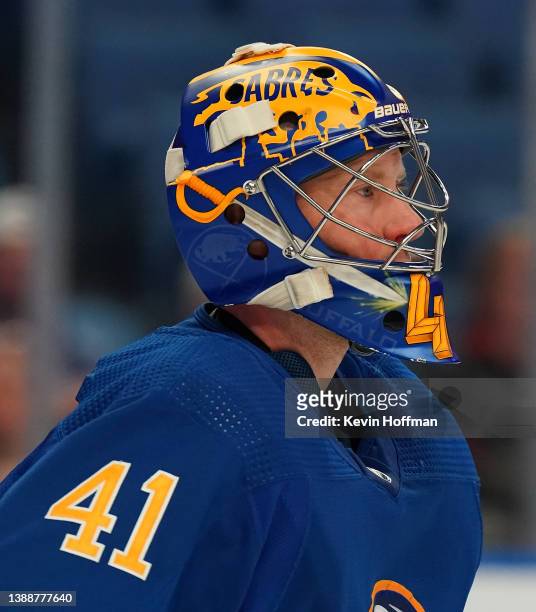 Craig Anderson of the Buffalo Sabres during the game against the Winnipeg Jets at KeyBank Center on March 30, 2022 in Buffalo, New York.