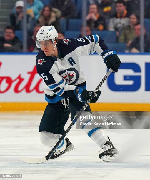 Mark Scheifele of the Winnipeg Jets during the game against the Buffalo Sabres at KeyBank Center on March 30, 2022 in Buffalo, New York.