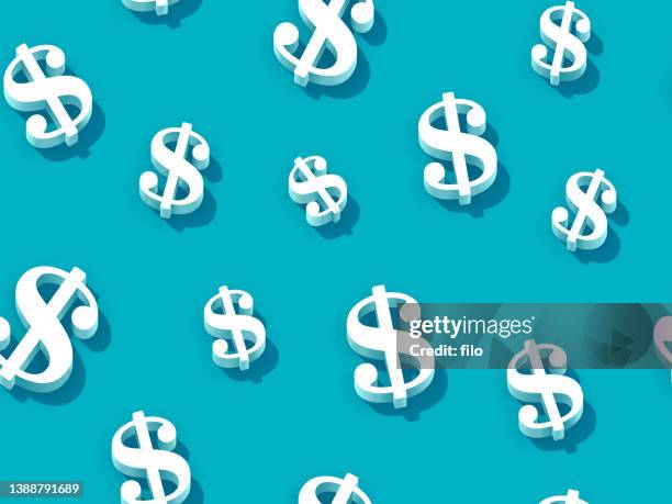 nahtloses 3d-dollarzeichen-hintergrundmuster - dollar sign stock-grafiken, -clipart, -cartoons und -symbole