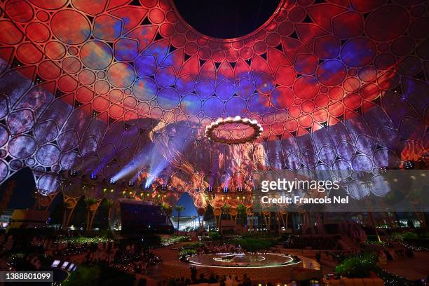 General view during the Closing Ceremony Held For Expo 2020 Dubai at Al Wasl Dome on March 31, 2022 in Dubai, United Arab Emirates. The world's fair...
