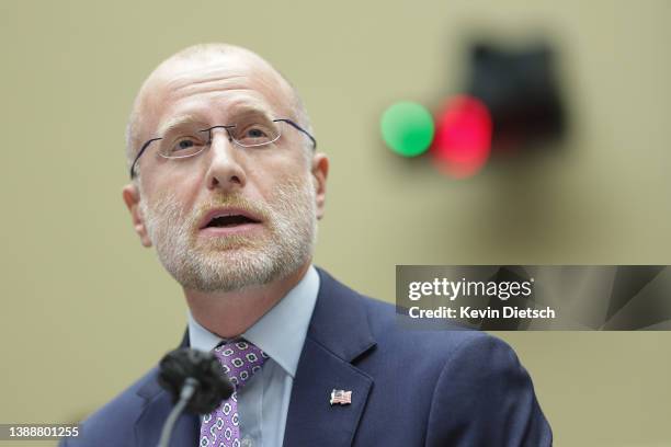 Brendan Carr, Commissioner at the Federal Communications Commission testifies during a House Energy and Commerce Committee Subcommittee hearing on...