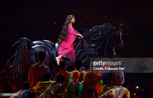 Performers is seen during the Closing Ceremony Held For Expo 2020 Dubai at Al Wasl Dome on March 31, 2022 in Dubai, United Arab Emirates. The world's...