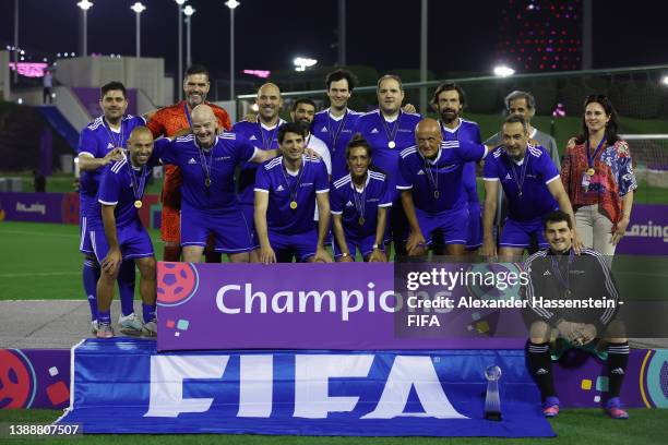 Tournament Champions, The FIFA Team and Gianni Infantino, FIFA President pose for a photo as they celebrate after winning the 72nd FIFA Congress...