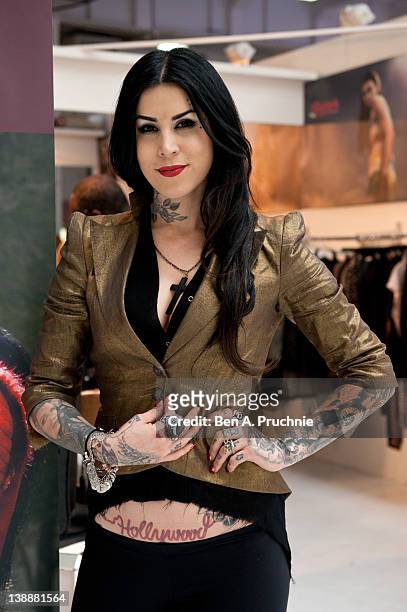 Kat Von D launches her new A/W Collection 'Wolf Like Me by Kat Von D LA' at Olympia Exhibition Centre on February 13, 2012 in London, England.