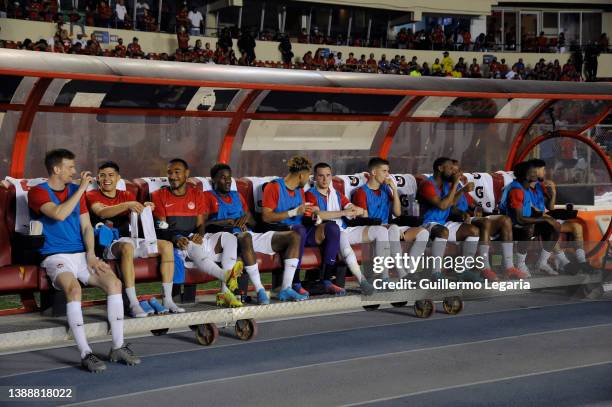 Players of Canada on the bench during a match between Panama and Canada as part of Concacaf 2022 FIFA World Cup Qualifiers at Rommel Fernandez...