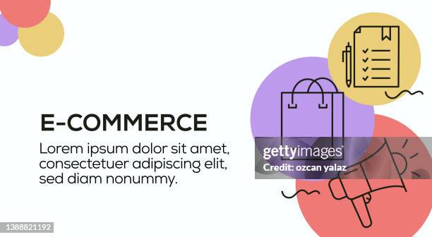 e-commerce line icon design. colorful design, can be used in many areas. timeline design for brochure, presentation, website. infographic design layout - mall security stock illustrations