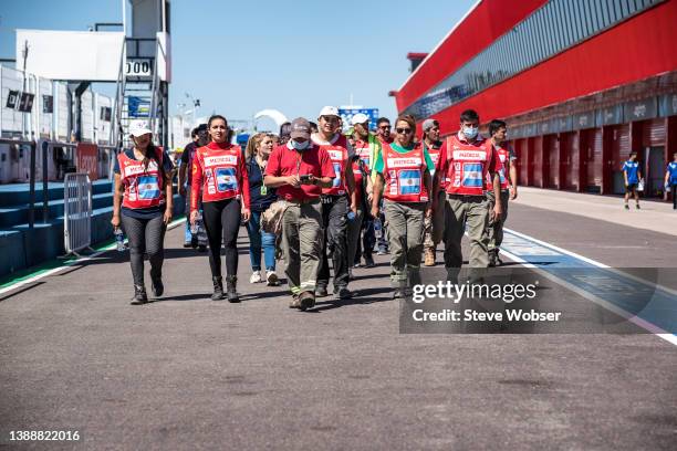 Medical staff starting their track walk ahead of the MotoGP of Argentina at the Autódromo Termas de Río Hondo on March 31, 2022 in Termas de Rio...