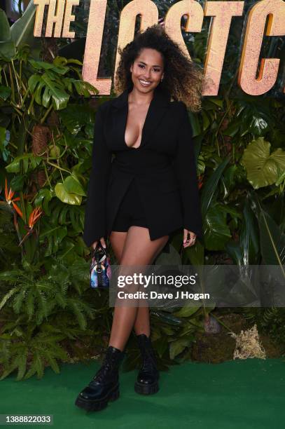 Amber Gill attends "The Lost City" UK screening on March 31, 2022 in London, England.