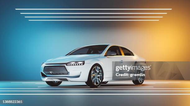 generic modern car rendered as product shot - car dealership imagens e fotografias de stock