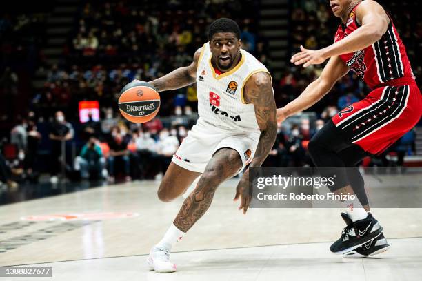 Dwayne Bacon of AS Monaco in action during the Turkish Airlines EuroLeague Regular Season Round 33 match between AX Armani Exchange Milan and AS...