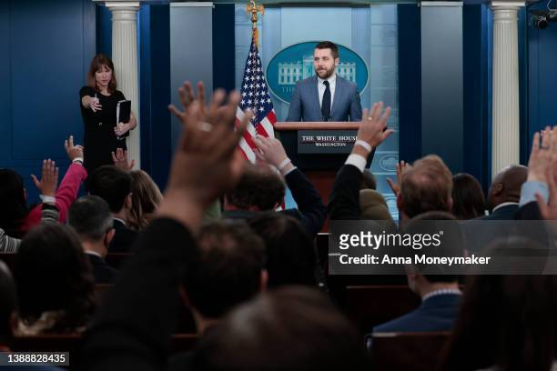 White House National Economic Council Director Brian Deese speaks to reporters at a daily press briefing at the White House on March 31, 2022 in...