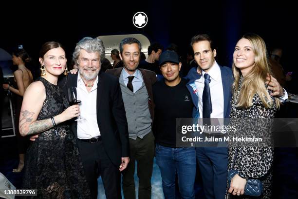 Diane Schumacher, Reinhold Messner, Vincent Montalescot, Nimsdai, Laurent Lecamp and Stephanie Radl attend the event "Montblanc" during Watches And...