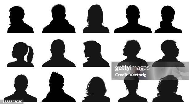 menschen kopf silhouetten - kontur stock-grafiken, -clipart, -cartoons und -symbole