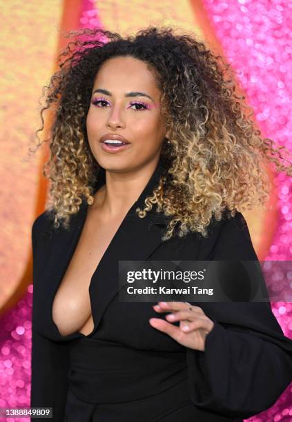 Amber Gill attends the UK screening of "The Lost City" at Cineworld Leicester Square on March 31, 2022 in London, England.