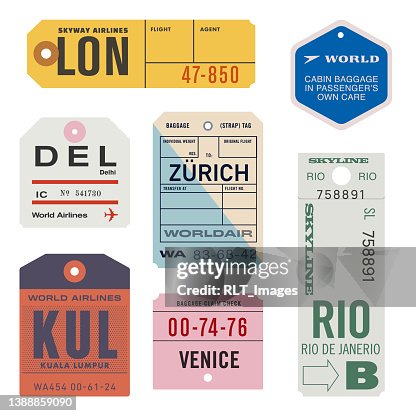 Vintage World Travel Luggage Tags High-Res Vector Graphic Getty