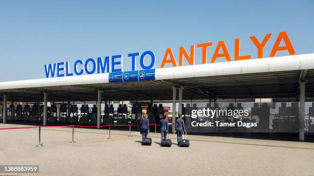 welcome to antalya city of turkey - antalya airport stock pictures, royalty-free photos & images