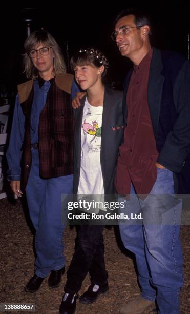 Mayim Bialik and parents Barry Bialik and Beverly Bialik attend Evening Under the Harvest Moon Benefit for Tree People on September 28, 1991 at...