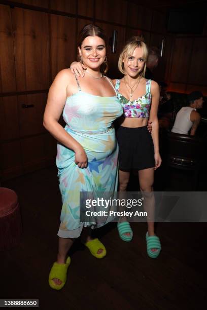 Barbie Ferreira and Kiernan Shipka attend UGG FEEL HOUSE x REMI WOLF at Sunset at the Edition on March 31, 2022 in West Hollywood, California.