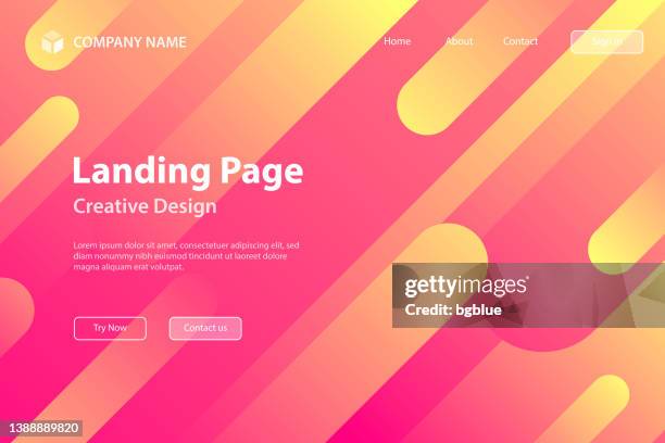 landing page template - abstract design with geometric shapes - trendy orange gradient - cool wallpapers stock illustrations