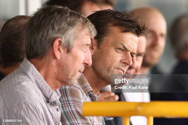 Adam Gilchrist looks on with other past players and coaches during day two of the Sheffield Shield Final match between Western Australia and Victoria...