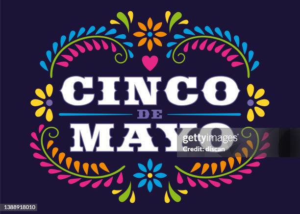 stockillustraties, clipart, cartoons en iconen met cinco de mayo - may 5, federal holiday in mexico. - mexican flower pattern