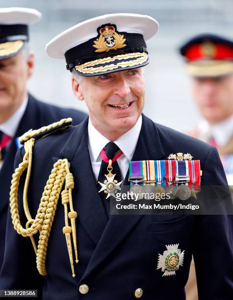 Admiral Sir Tony Radakin, Chief of the Defence Staff, attends a Service of Thanksgiving for the life of Prince Philip, Duke of Edinburgh at...